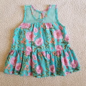 Toddler Girl Floral Dress 2T 24M Teal Pink Spring Easter Summer Dress